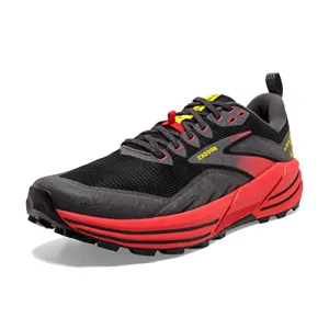 1103761D035 BROOKS CASCADIA 16 MEN'S TRAIL SHOE - BLACK/RED/YELLOW - SIZE 9.5 - Like New