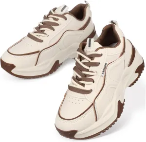 1Pair Womens Tennis Sneakers Comfortable Athletic Shoes for Gym Sports and Daily Wear Stylish Casual Footwear for Women Breathable Design for Enhanced Comfort Khaki