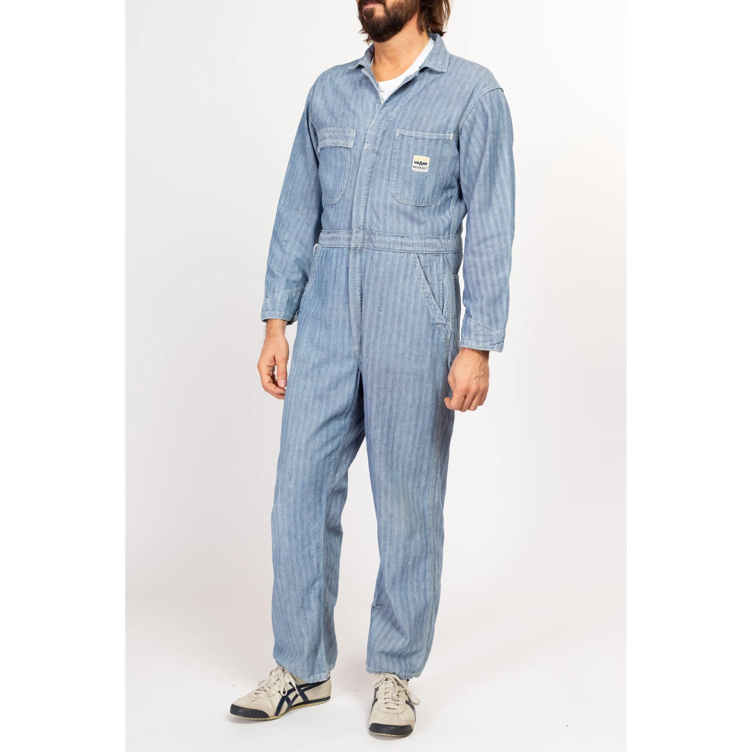 38M 1950s Hercules Nation-Alls Herringbone Striped Workwear Coveralls