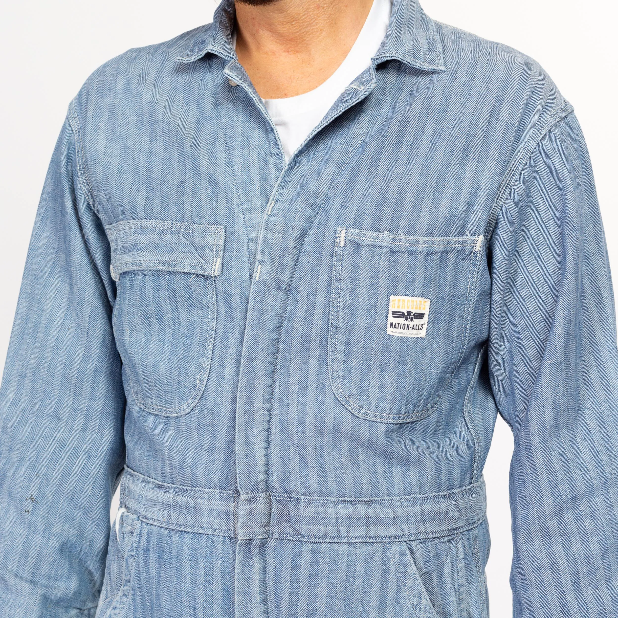 38M 1950s Hercules Nation-Alls Herringbone Striped Workwear Coveralls