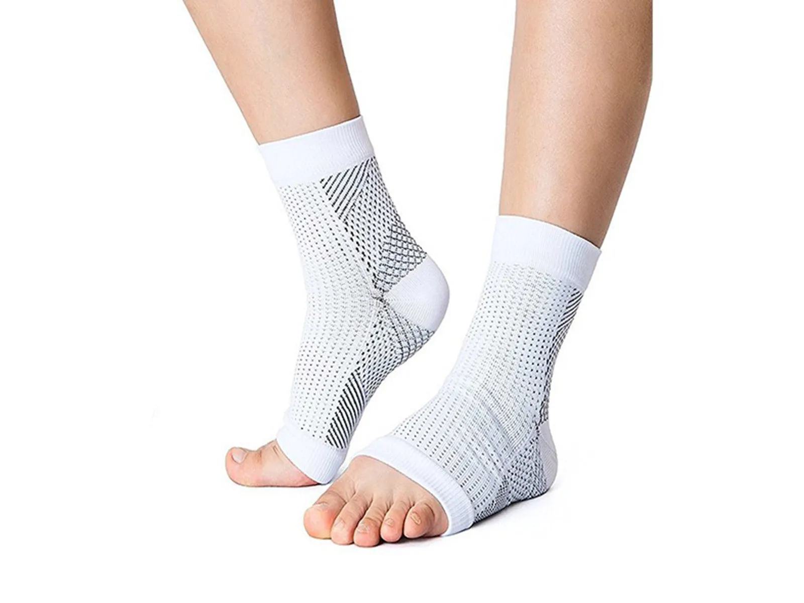 4 Pairs of Anti Fatigue Compression Socks - White and Black L/XL