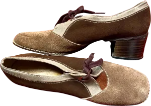 60’s Adorable Suede Oxfords with Heels and Ties by Personality