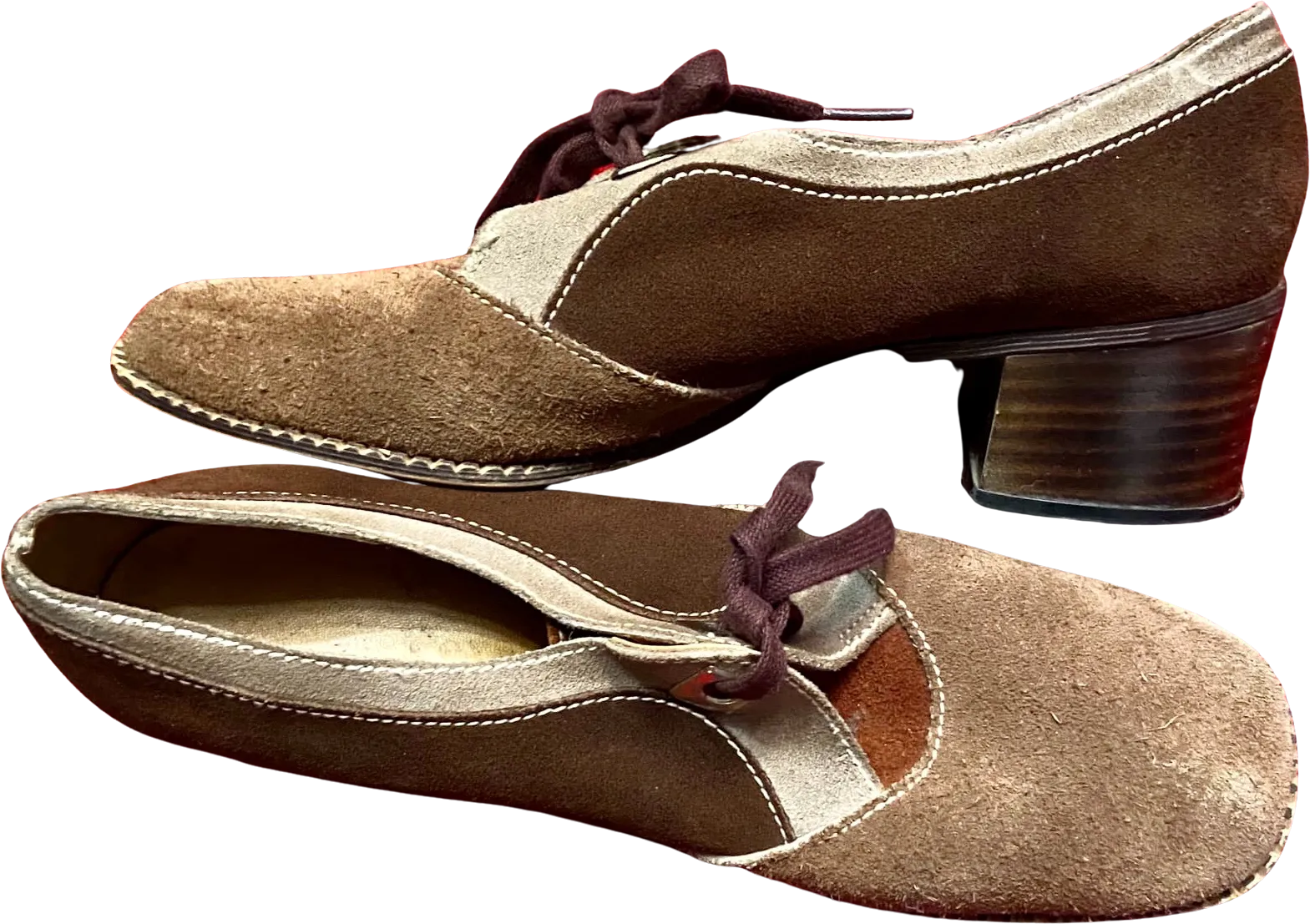 60’s Adorable Suede Oxfords with Heels and Ties by Personality