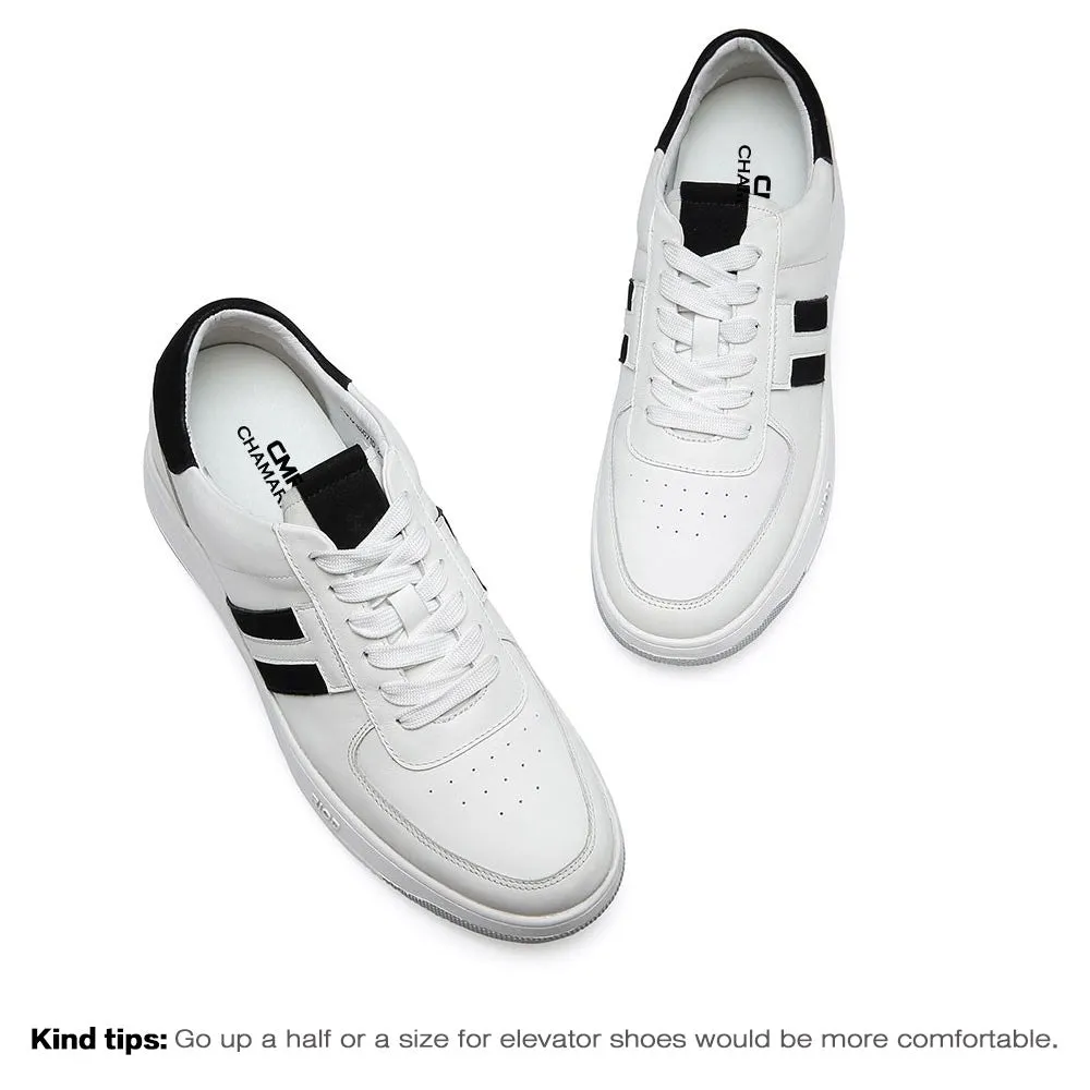 6CM/2.36 Inches CMR CHAMARIPA Men's Elevate Sneakers Height Increasing Shoes White Leather Sneakers For Men