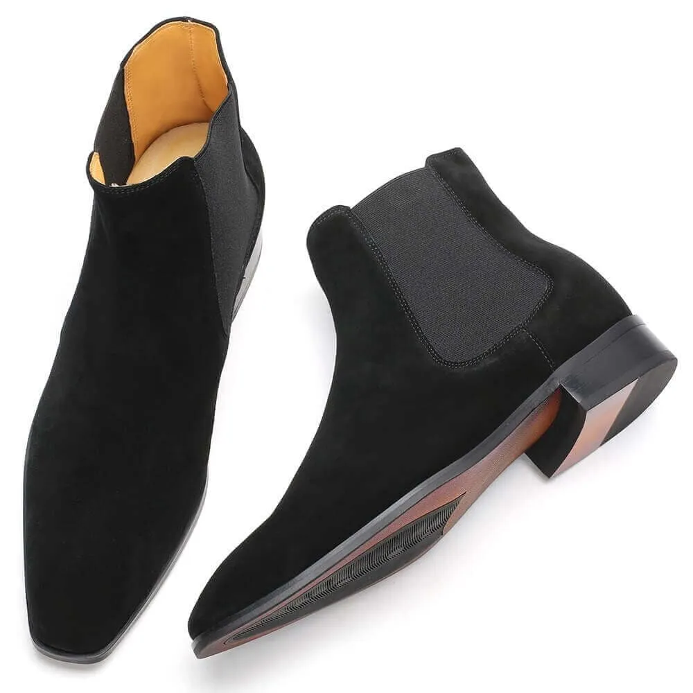 7 CM / 2.76 Inches - CMR CHAMARIPA Men's Elevator Shoes Tall Men Shoes Black Suede Boots
