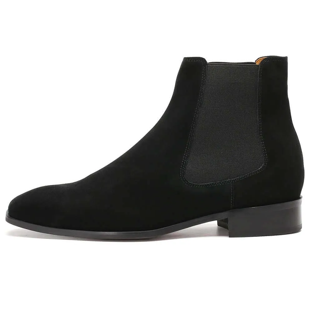 7 CM / 2.76 Inches - CMR CHAMARIPA Men's Elevator Shoes Tall Men Shoes Black Suede Boots