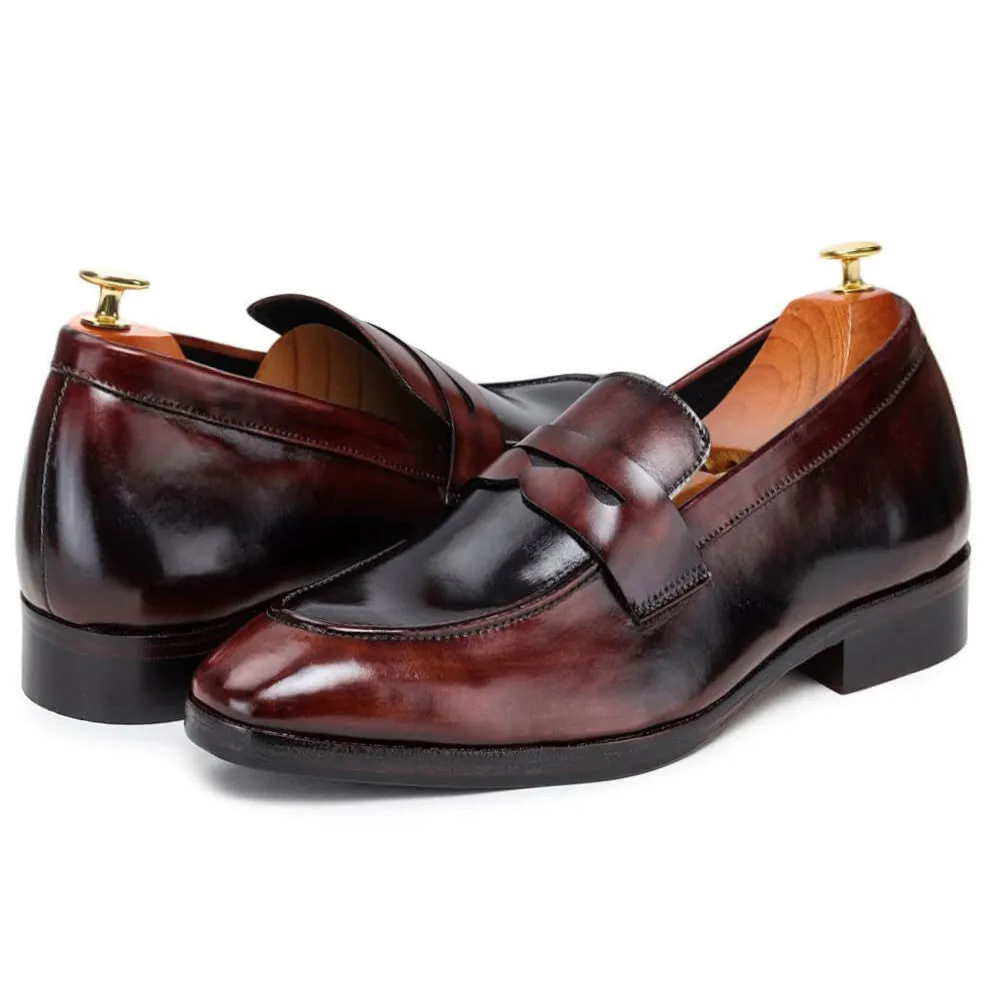 7 CM / 2.76 Inches Taller - CMR CHAMARIPA  Height Increasing Shoes For Men - Handcrafted Penny Loafers - Brown
