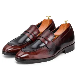 7 CM / 2.76 Inches Taller - CMR CHAMARIPA  Height Increasing Shoes For Men - Handcrafted Penny Loafers - Brown