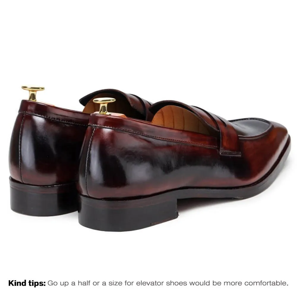 7 CM / 2.76 Inches Taller - CMR CHAMARIPA  Height Increasing Shoes For Men - Handcrafted Penny Loafers - Brown
