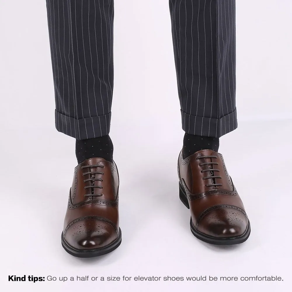 8CM / 3.15 Inches CMR CHAMARIPA Dress Elevator Shoes For Men Brown Leather Height Shoes