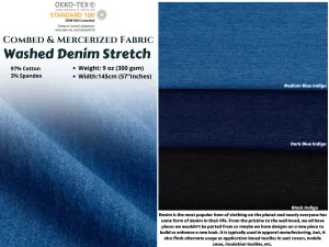 9oz Heavy Washed Denim with Spandex Fabric