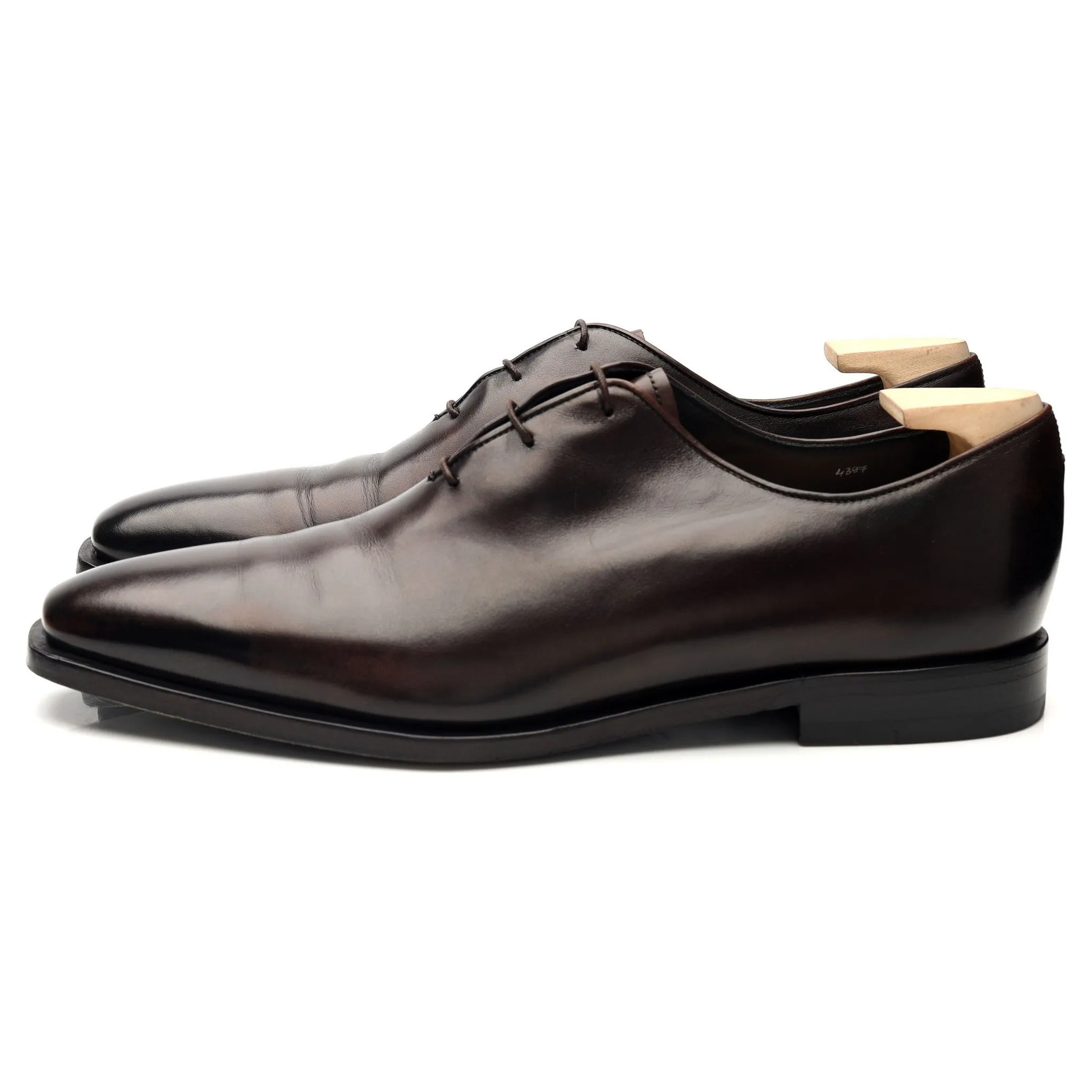 'Alessandro' Dark Brown Patina Leather Wholecut Oxford UK 9.5