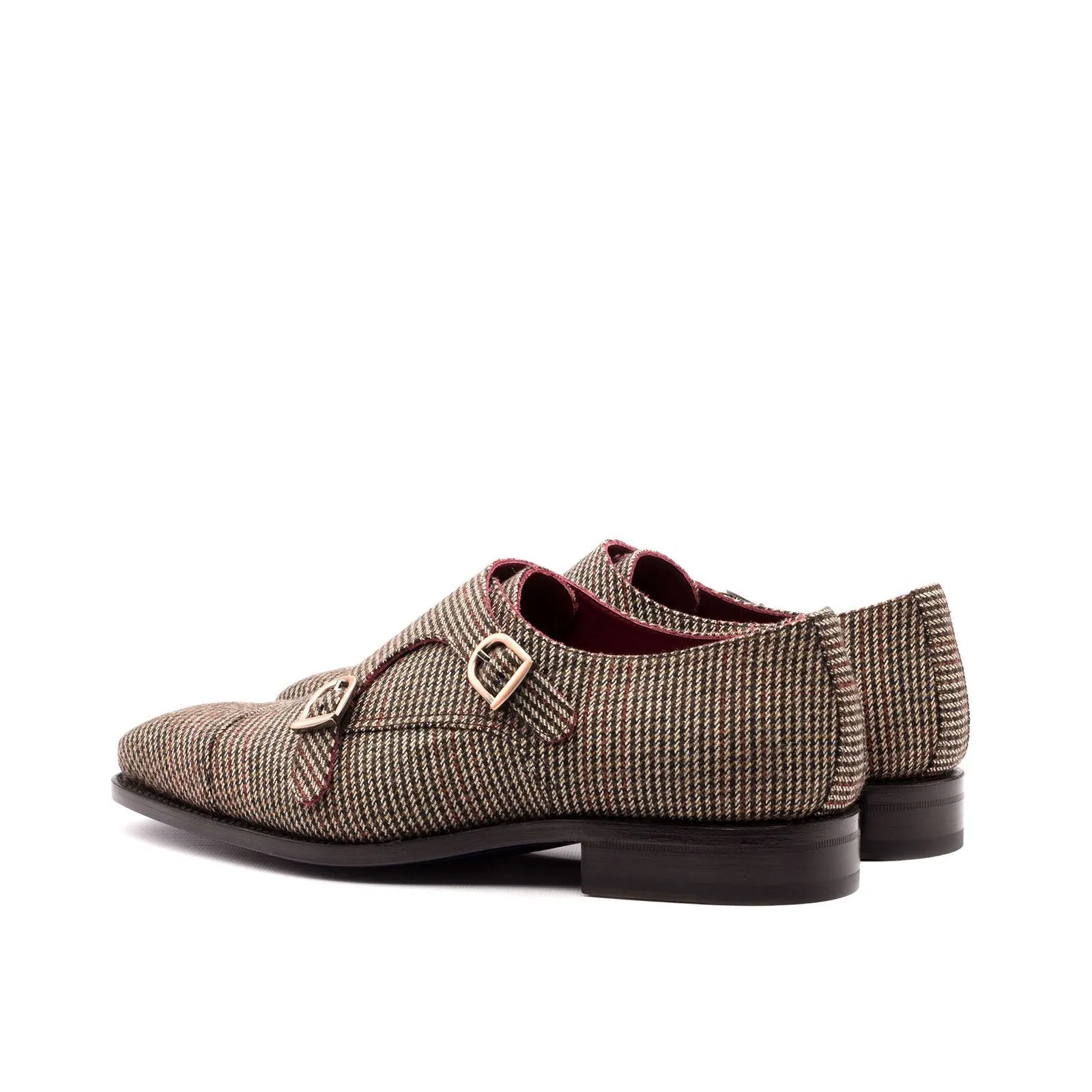Ambrogio Men's Handmade Custom Made Shoes Multi-Color Tweed Sartorial Dress Monk-Strap Loafers (AMB1087)