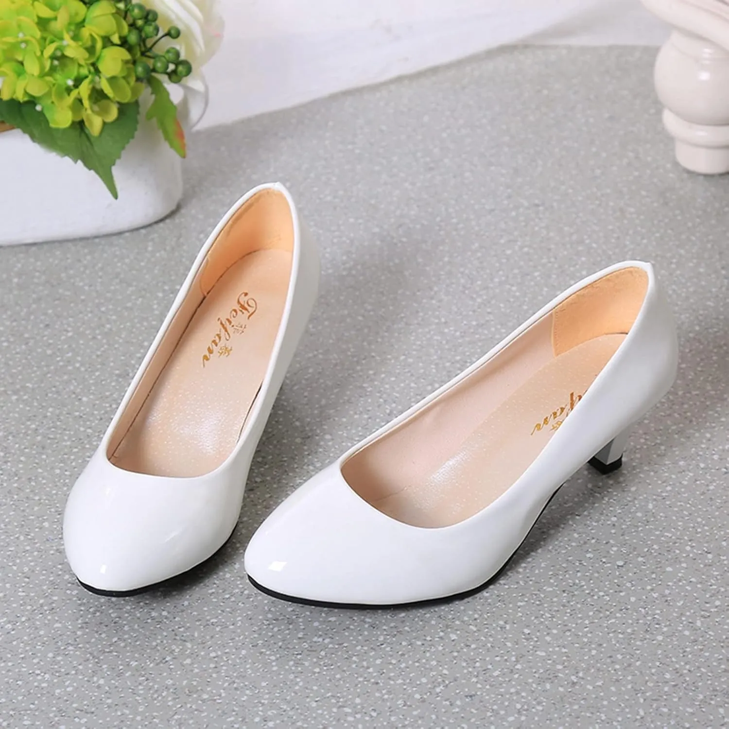 AMDBEL Flats Shoes Women Dressy Comfortable Women Pointed Toe Single Shoes Suede Flock Casual Buckle Strap Loafers Shoes