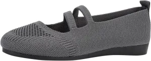 AMDBEL Women's Ballet Flats Shoes Comfortable Walking Shoe, Women's Breathable Crochet Knit Mesh Round Toe Slip On Casual Ballet Flats Dress Shoes Double Strap Low Wedge Shoes Lightweight #06