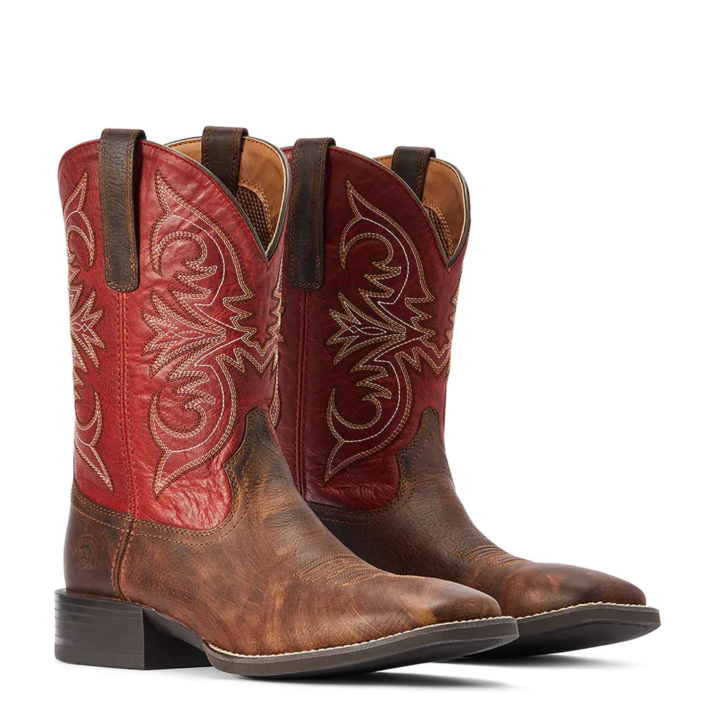 Ariat® Men's Sport Pardner Matte Brown & Red Square Toe Boots 10042391