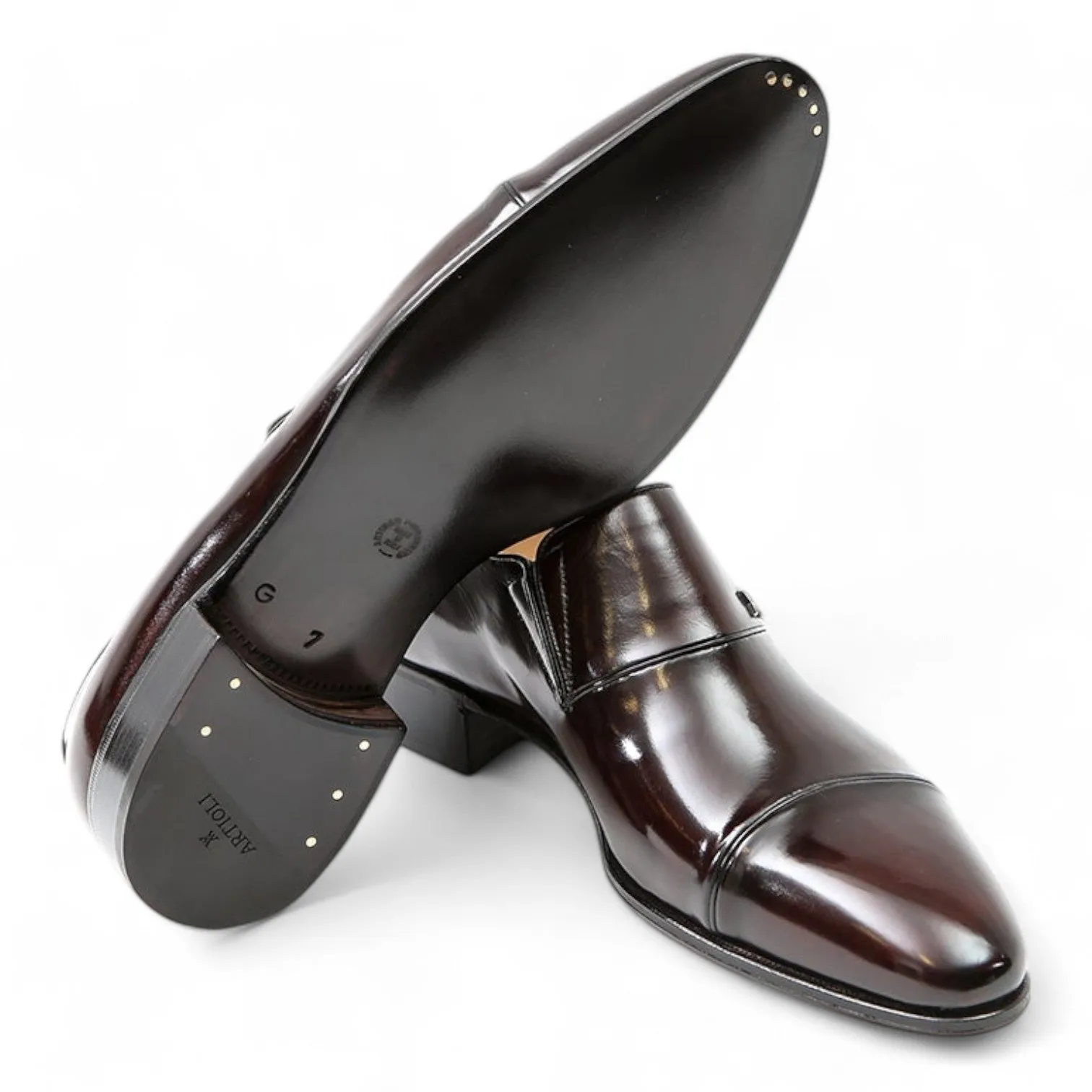 Artioli Sisto Men's Shoes Calf-Skin Leather Slip-on Cap-Toe loafers (ART1031)