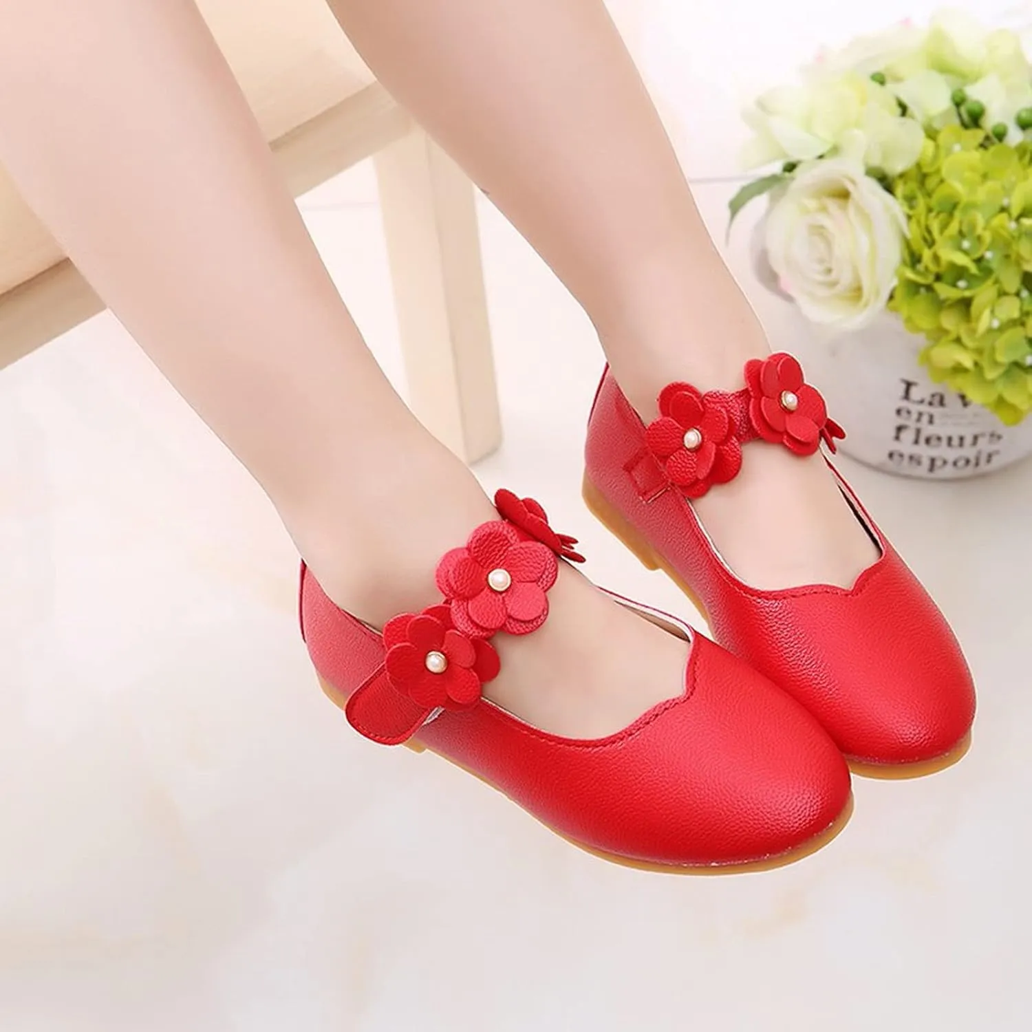 Baby Shoes Girl Size 2 Solid Soft Flower Shoes Kid Princess Single Children Step and Stride Toddler Boots