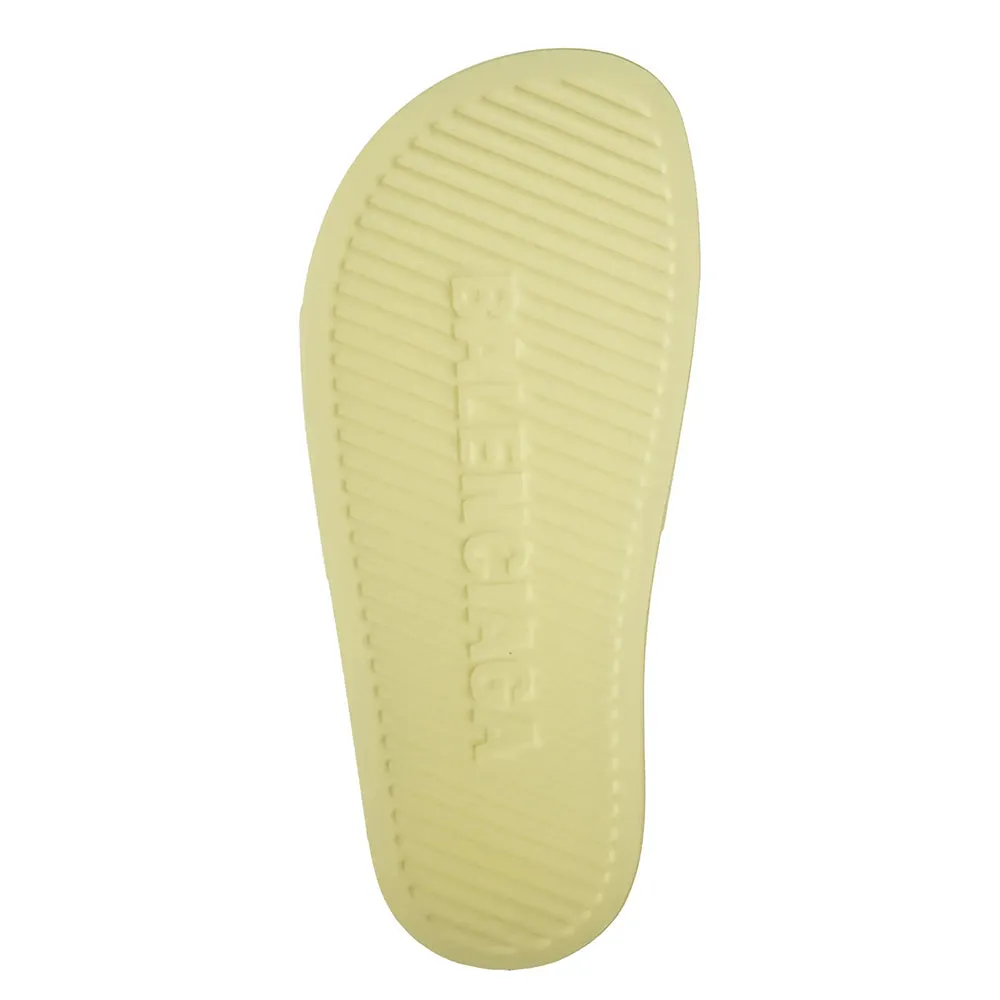 Balenciaga Women's Logo Rubber Pool Slide Sandals in Yellow