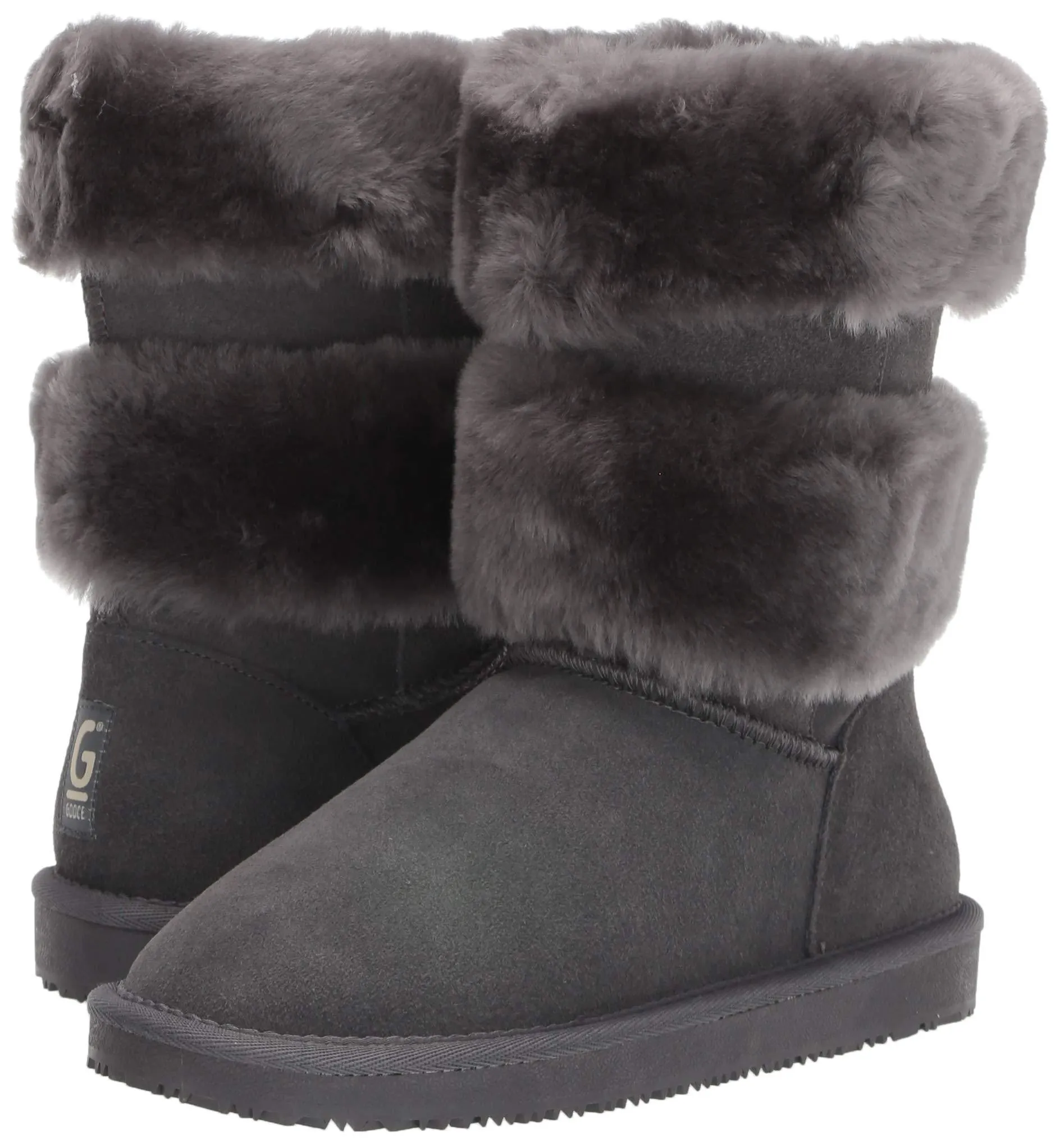 Bayton Women's Mara Charcoal Size 6 Faux Fur Fashion Boot