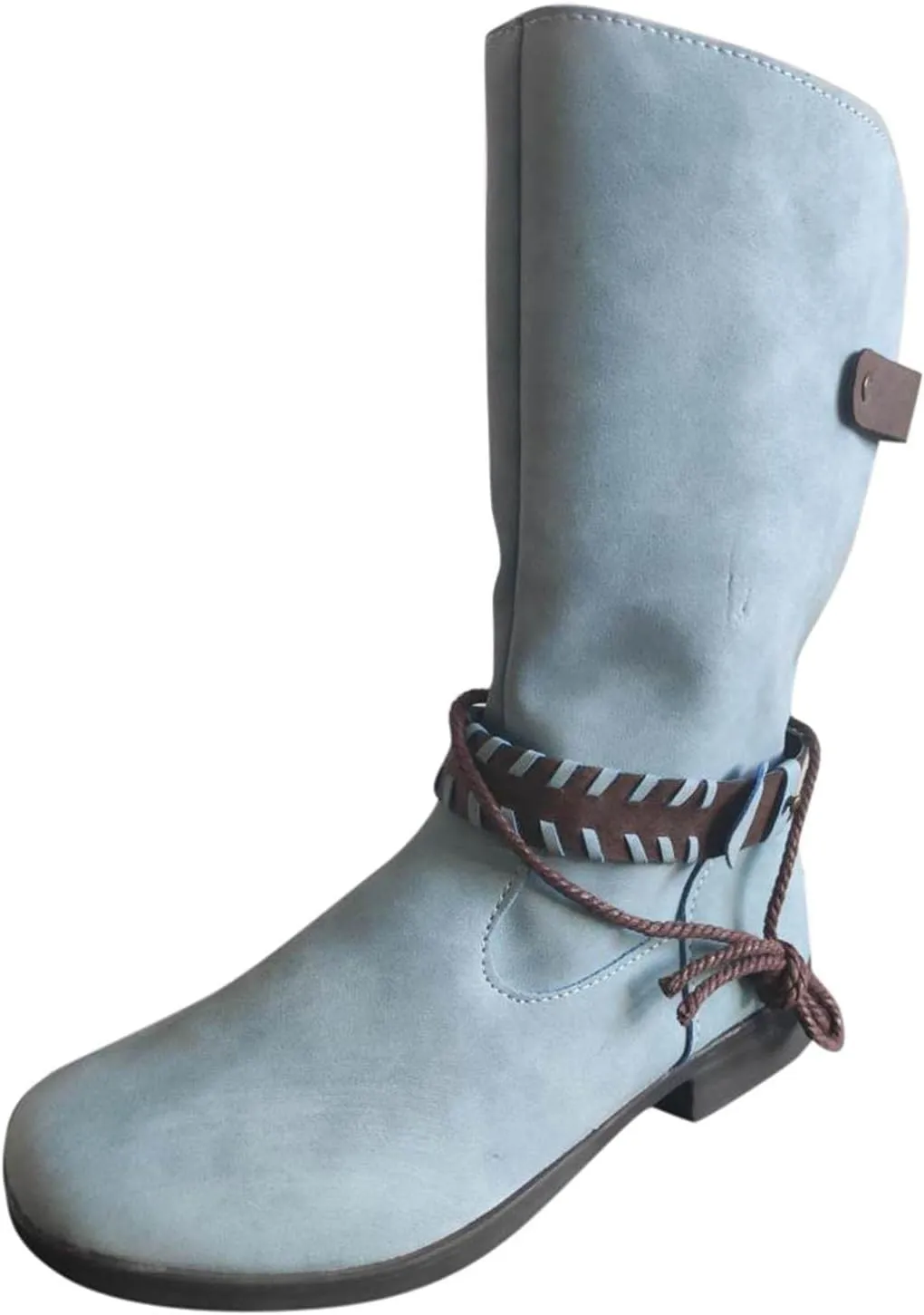 Bcshiye Women's Knee High Cowboy Boots Mid Calf Fashion Winter Classic Western Ankle Boots Low Heel Combat Riding Boots