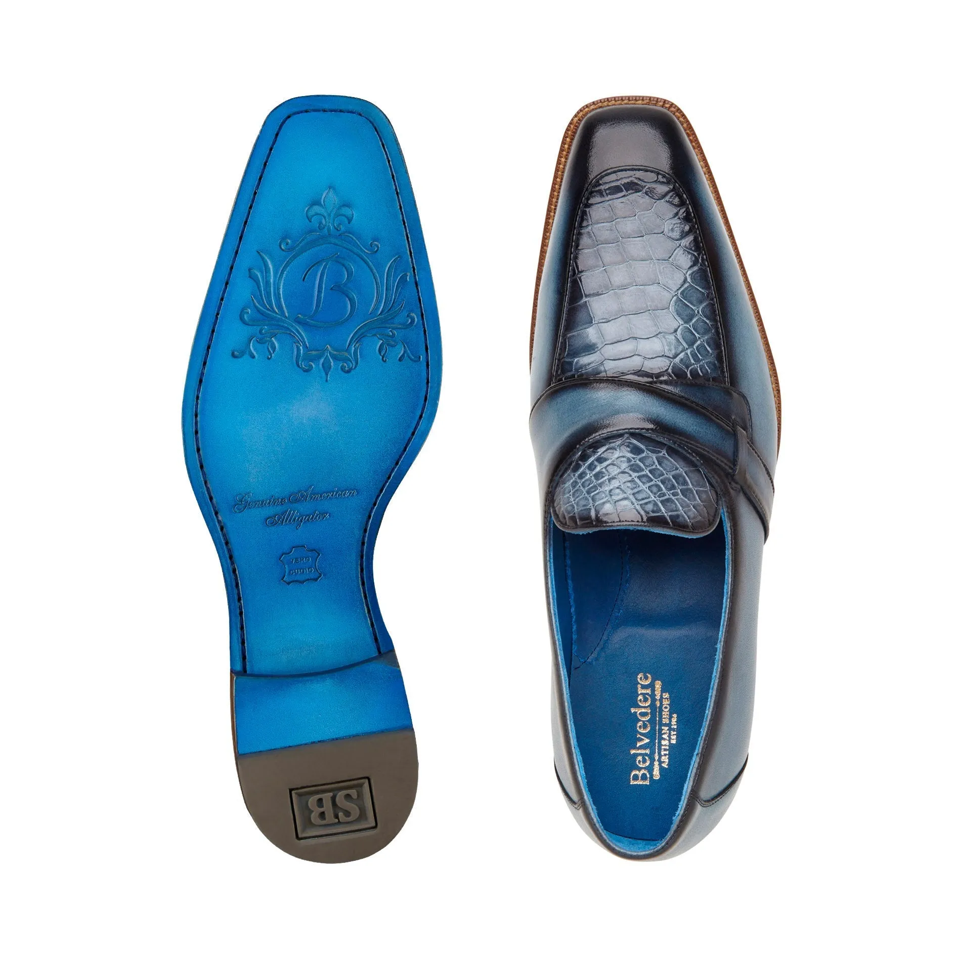 Belvedere Tornado R74 Men's Shoes Alligator / Calf-Skin Leather Slip-on Loafers (BV3173)