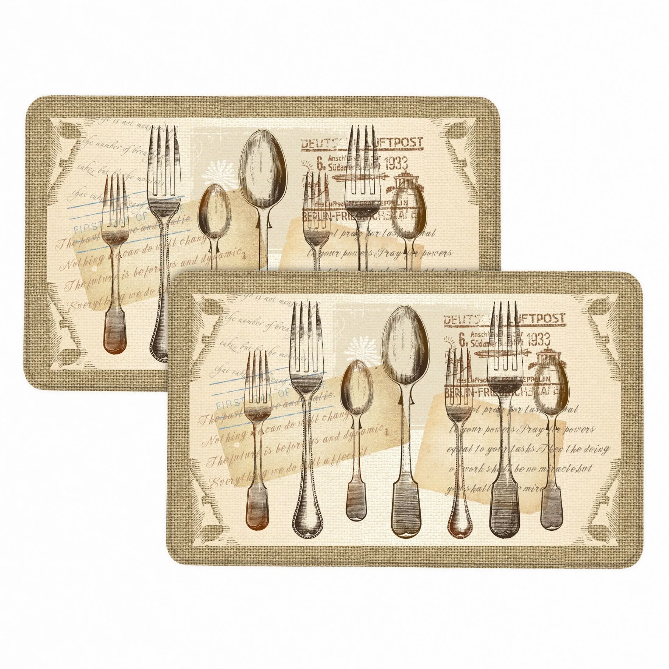 Bibb Home 1-2 Pack Anti Fatigue Cushioned Kitchen Mats