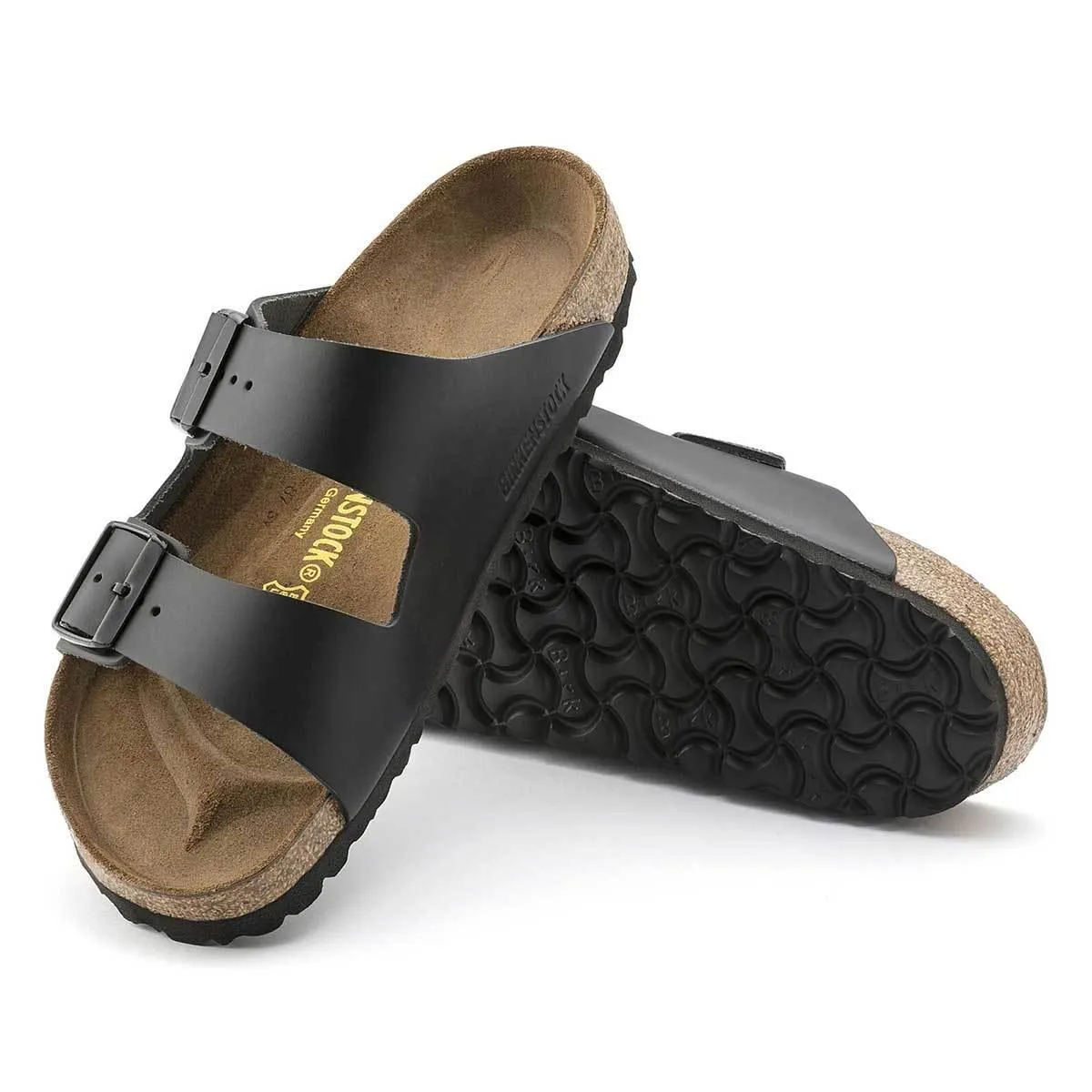 Birkenstock Arizona Natural Leather Sandals - Regular - Black