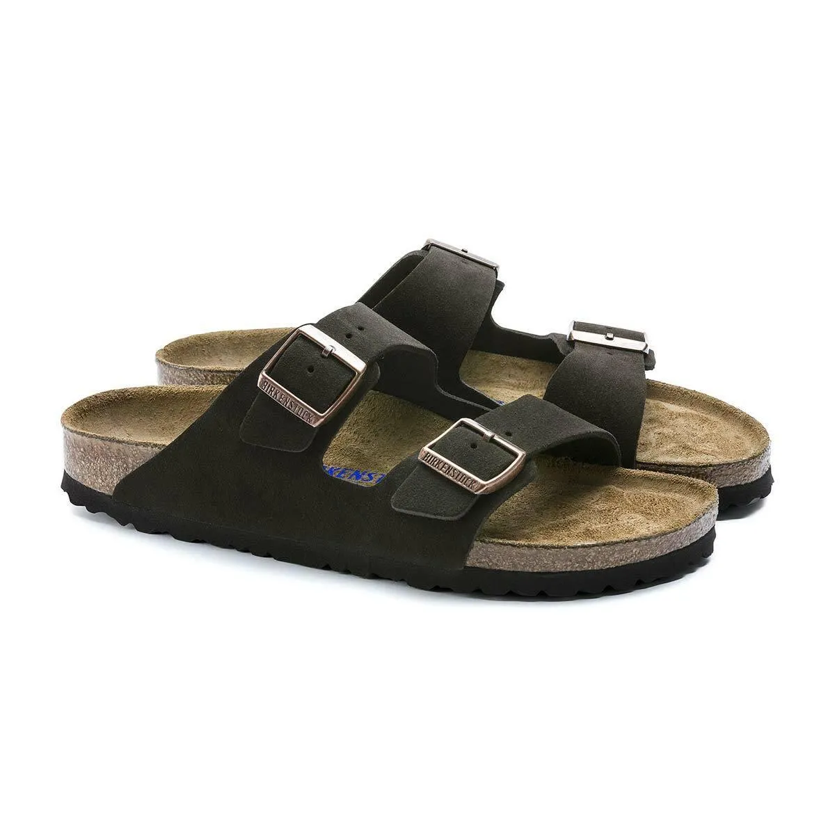 Birkenstock Arizona Suede Leather Soft Footbed Sandals - Regular - Mocca