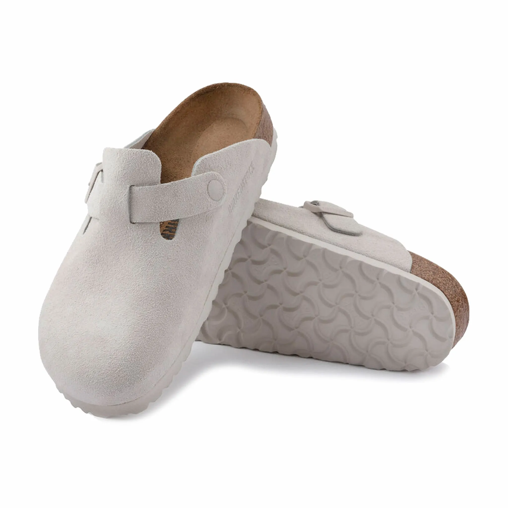 Birkenstock Boston Suede Leather - Regular (Antique White)