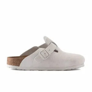 Birkenstock Boston Suede Leather - Regular (Antique White)