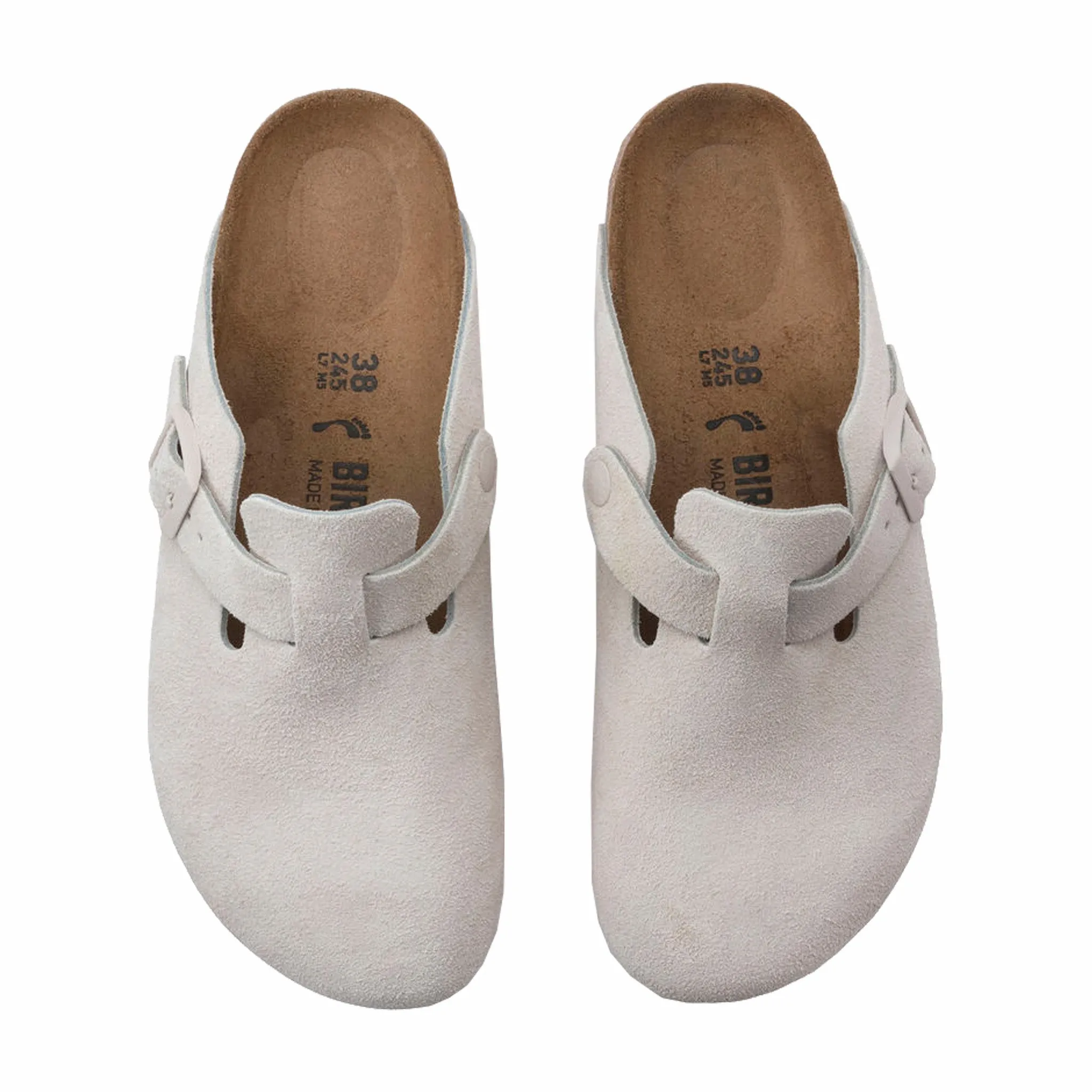 Birkenstock Boston Suede Leather - Regular (Antique White)