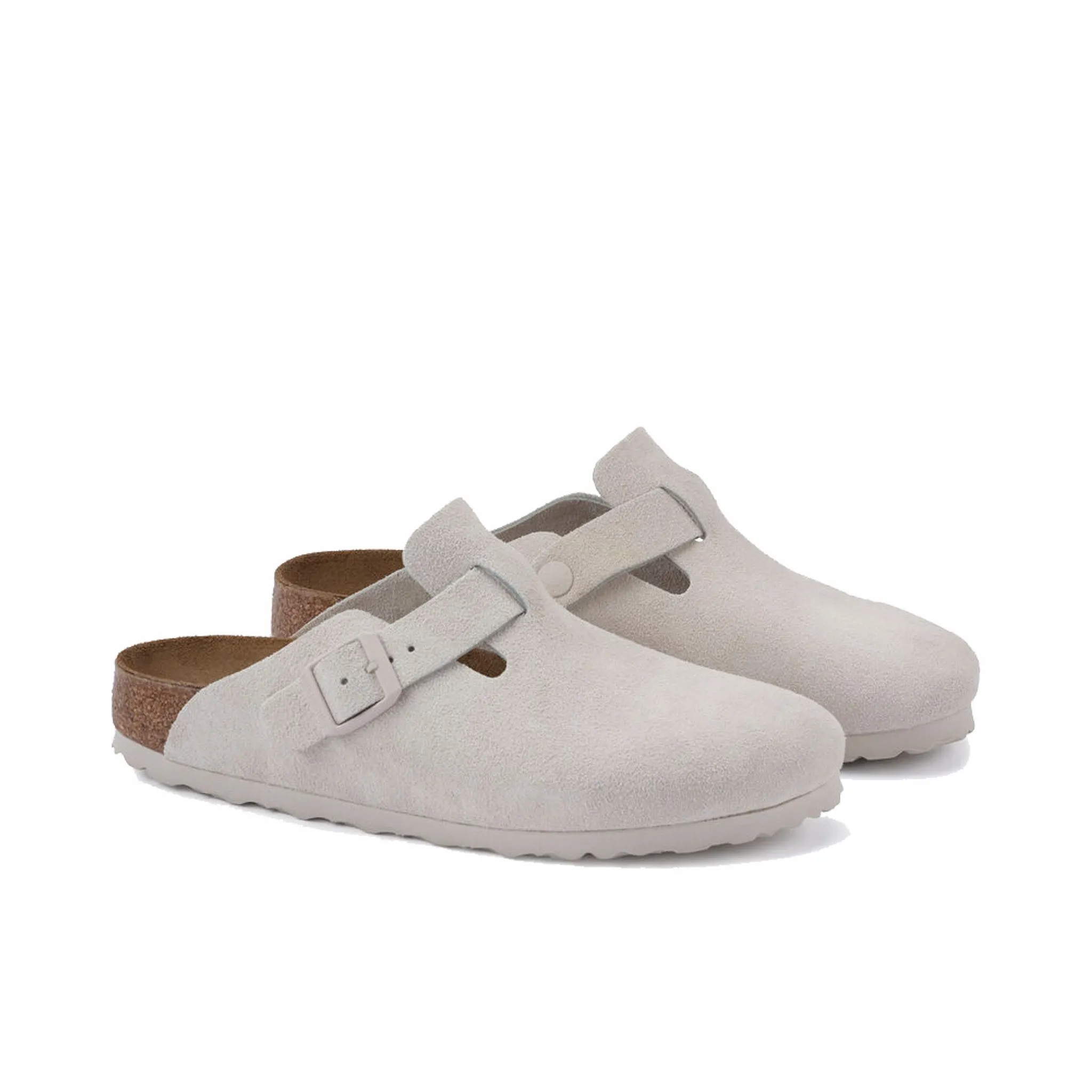 Birkenstock Boston Suede Leather - Regular (Antique White)