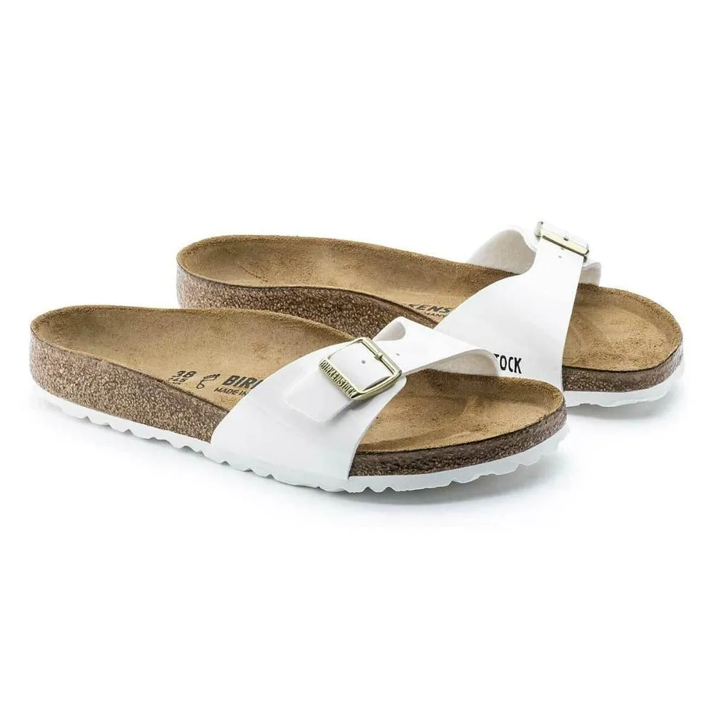 Birkenstock Madrid Birko-Flor Patent Sandals - Narrow - White