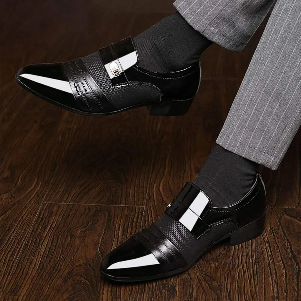 Black Dress Shoes Slip Ons for Men Shoes Shoe Male Suit Business Men Comfortable Leather Wedding Casual Shoes Men's Leather Shoes Black Non Slip Shoes Business Casual for Men