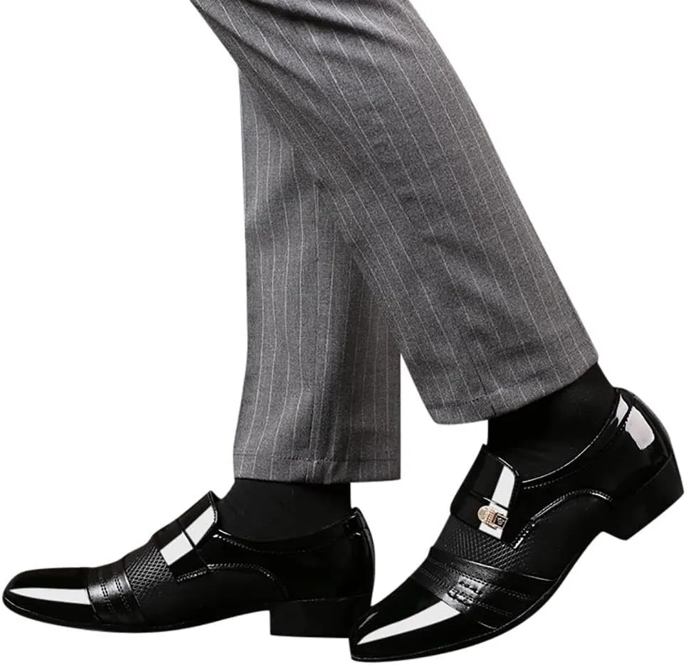 Black Dress Shoes Slip Ons for Men Shoes Shoe Male Suit Business Men Comfortable Leather Wedding Casual Shoes Men's Leather Shoes Black Non Slip Shoes Business Casual for Men