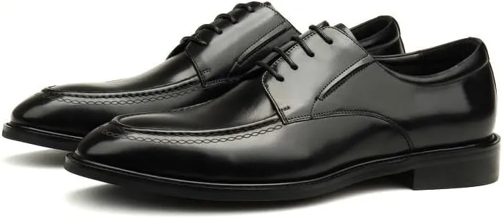 Black Height Increase Dress Oxford Shoes for Men Classic Lace Up Business Formal Leather Shoes