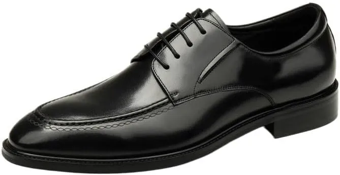 Black Height Increase Dress Oxford Shoes for Men Classic Lace Up Business Formal Leather Shoes
