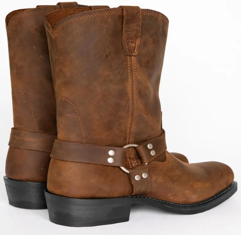 Black Vintage Western Boots Brown Cowboy Boots Leather Square Toe Lightweight Comfortable Traditional Country Boot Dress Boots