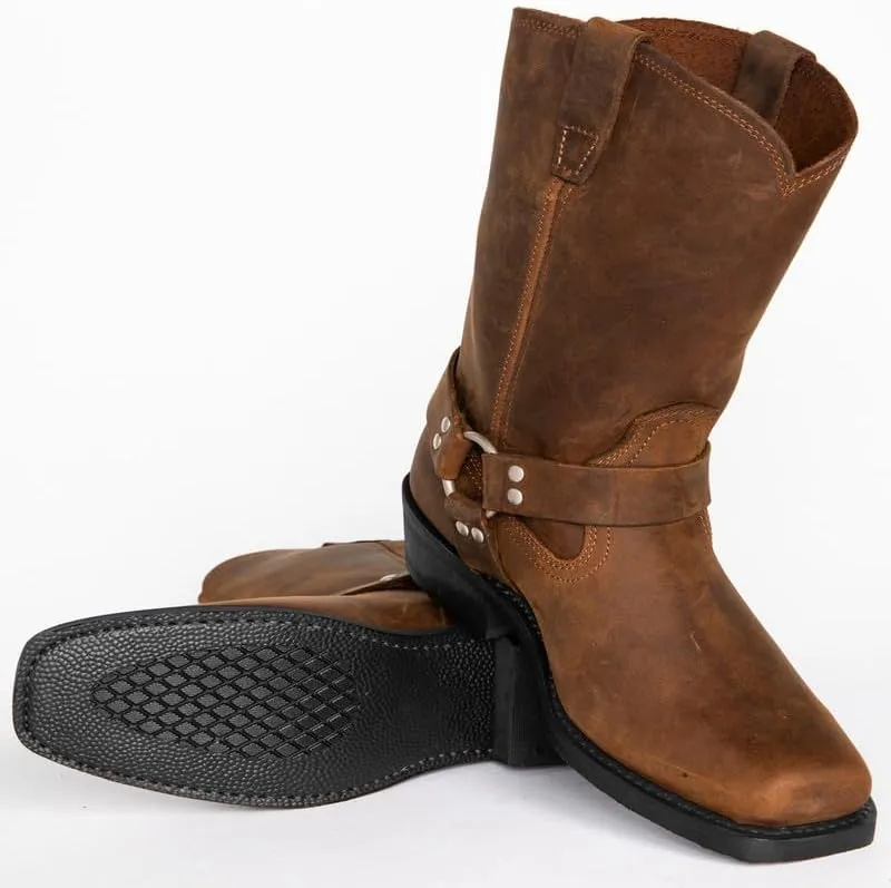 Black Vintage Western Boots Brown Cowboy Boots Leather Square Toe Lightweight Comfortable Traditional Country Boot Dress Boots