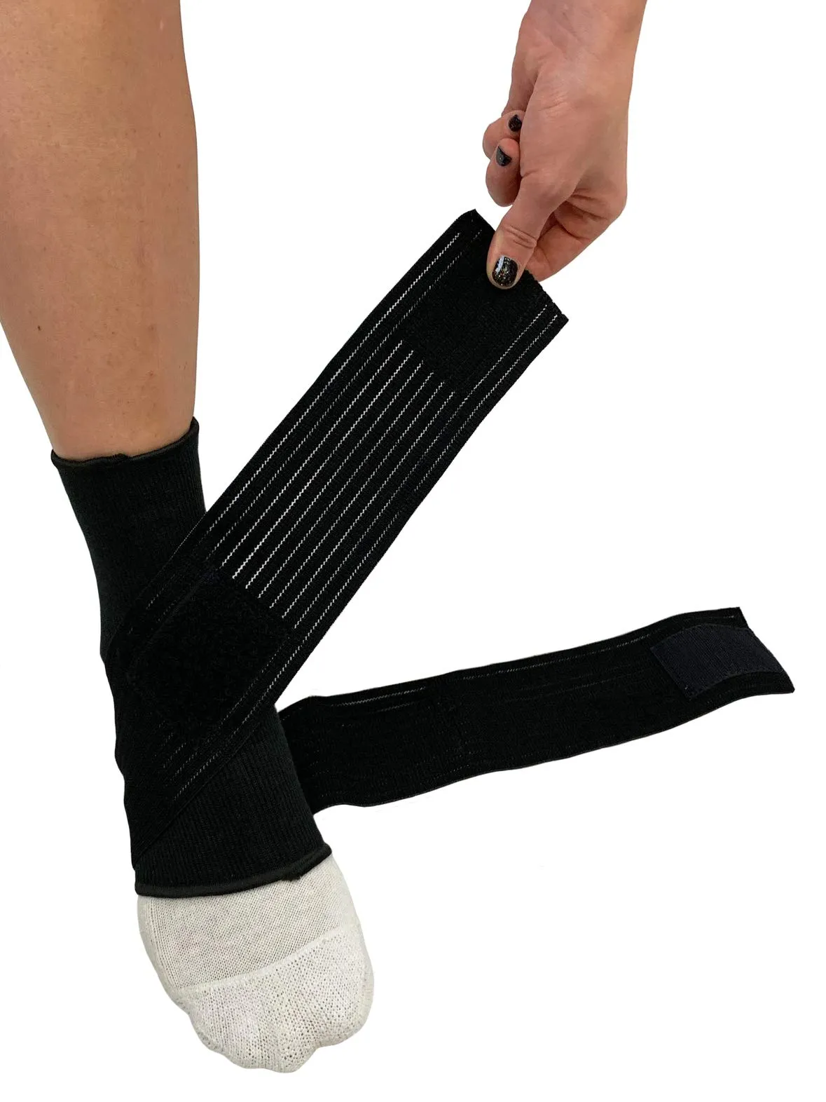 Blue Jay An Elite Healthcare Brand Adjustable Ankle Wrap, Black, Medium Ankle Support Brace for Injury Recovery - Elastic Ankle Support Brace