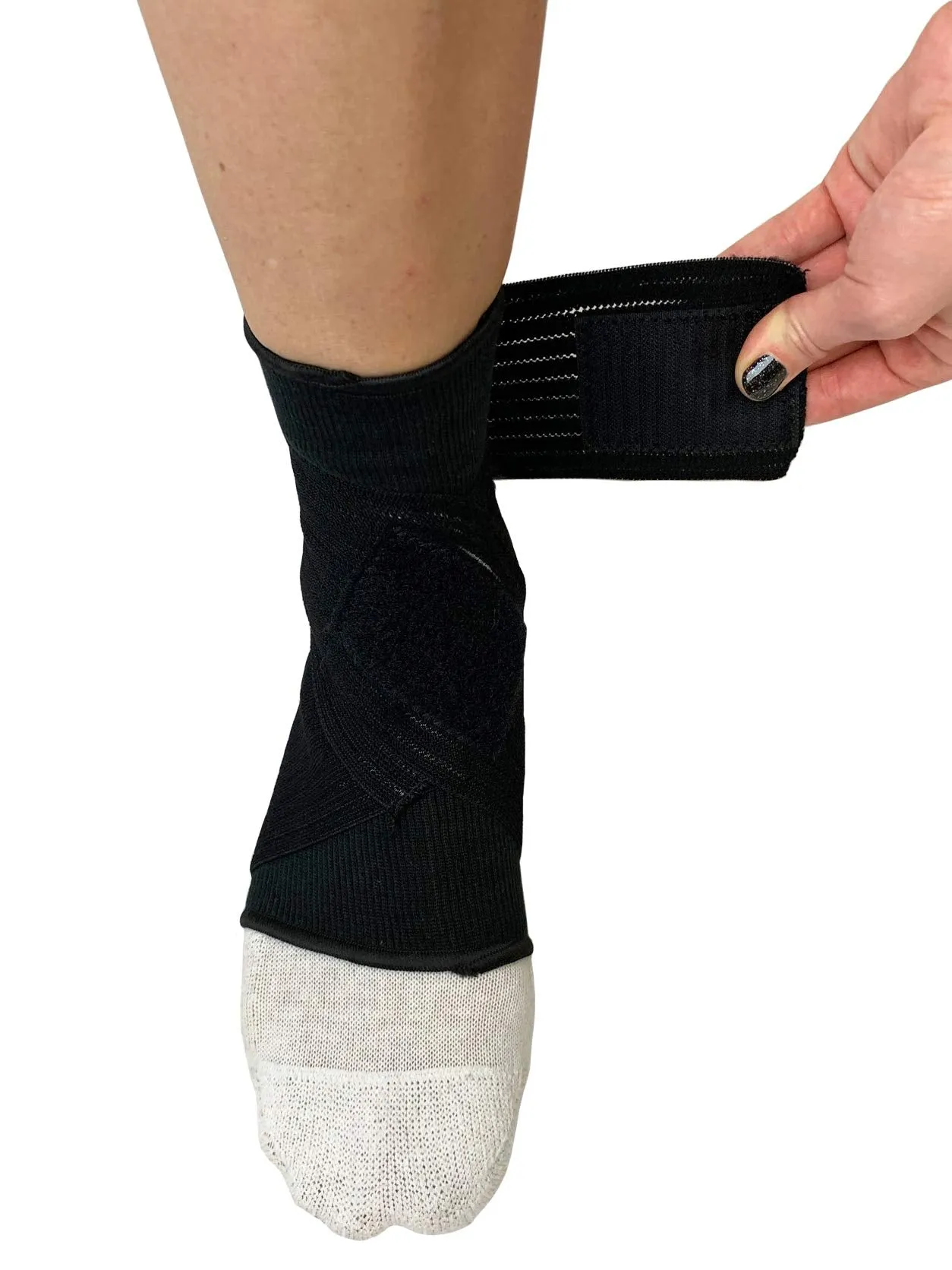 Blue Jay An Elite Healthcare Brand Adjustable Ankle Wrap, Black, Medium Ankle Support Brace for Injury Recovery - Elastic Ankle Support Brace