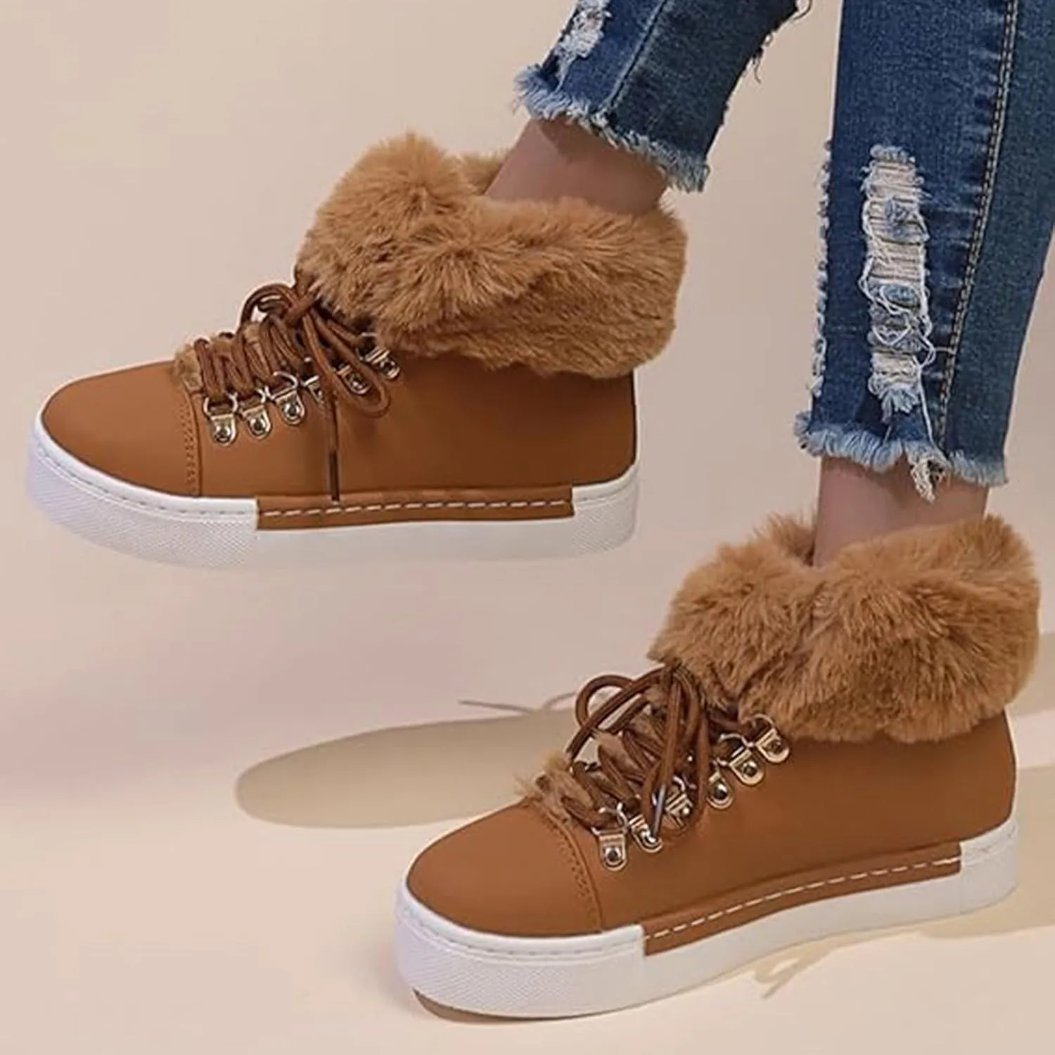Boots Women Snow Shoes Outdoor Ski Boots Thickening Womens Snow Boots Plush Lined Winter Walking Shoes For Men