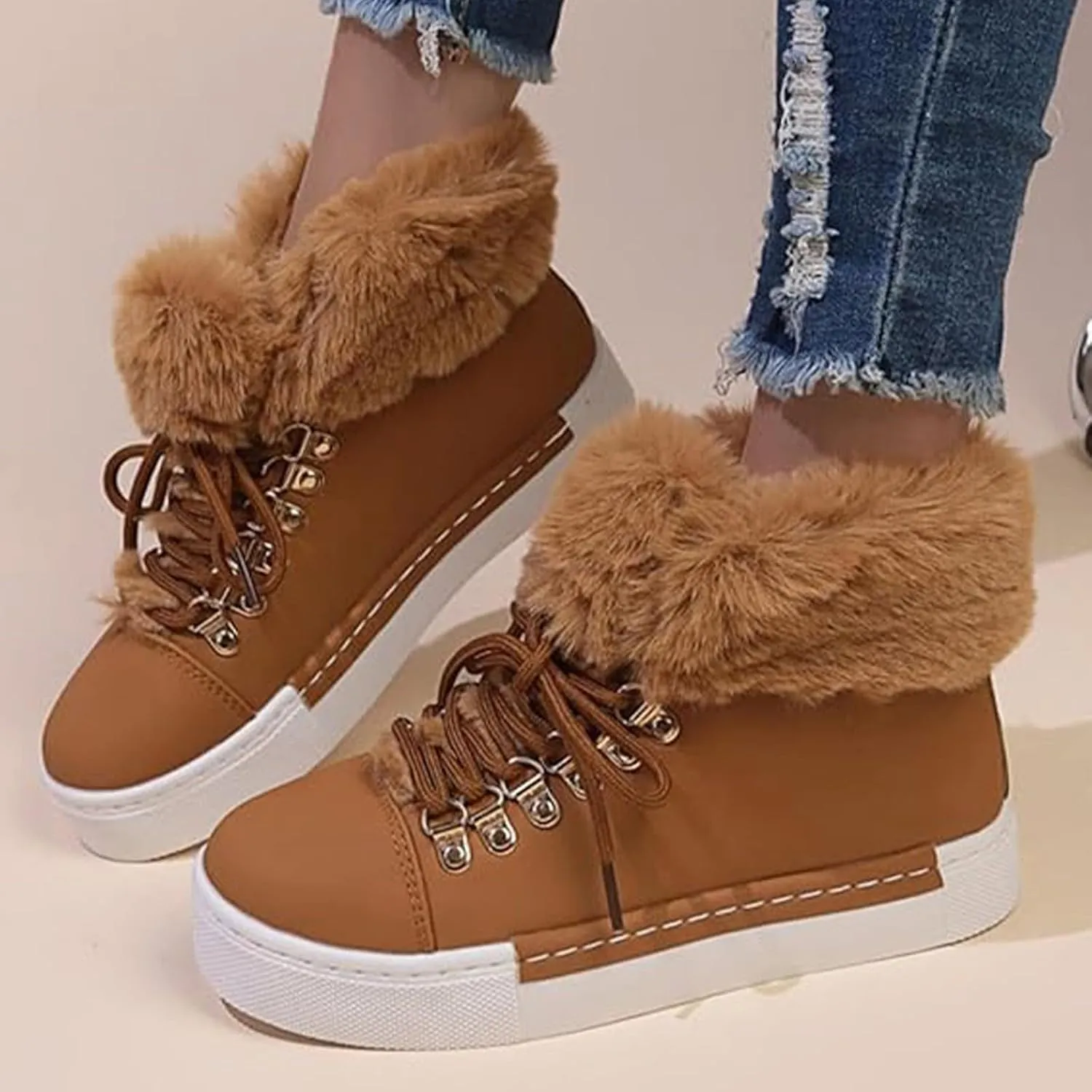 Boots Women Snow Shoes Outdoor Ski Boots Thickening Womens Snow Boots Plush Lined Winter Walking Shoes For Men
