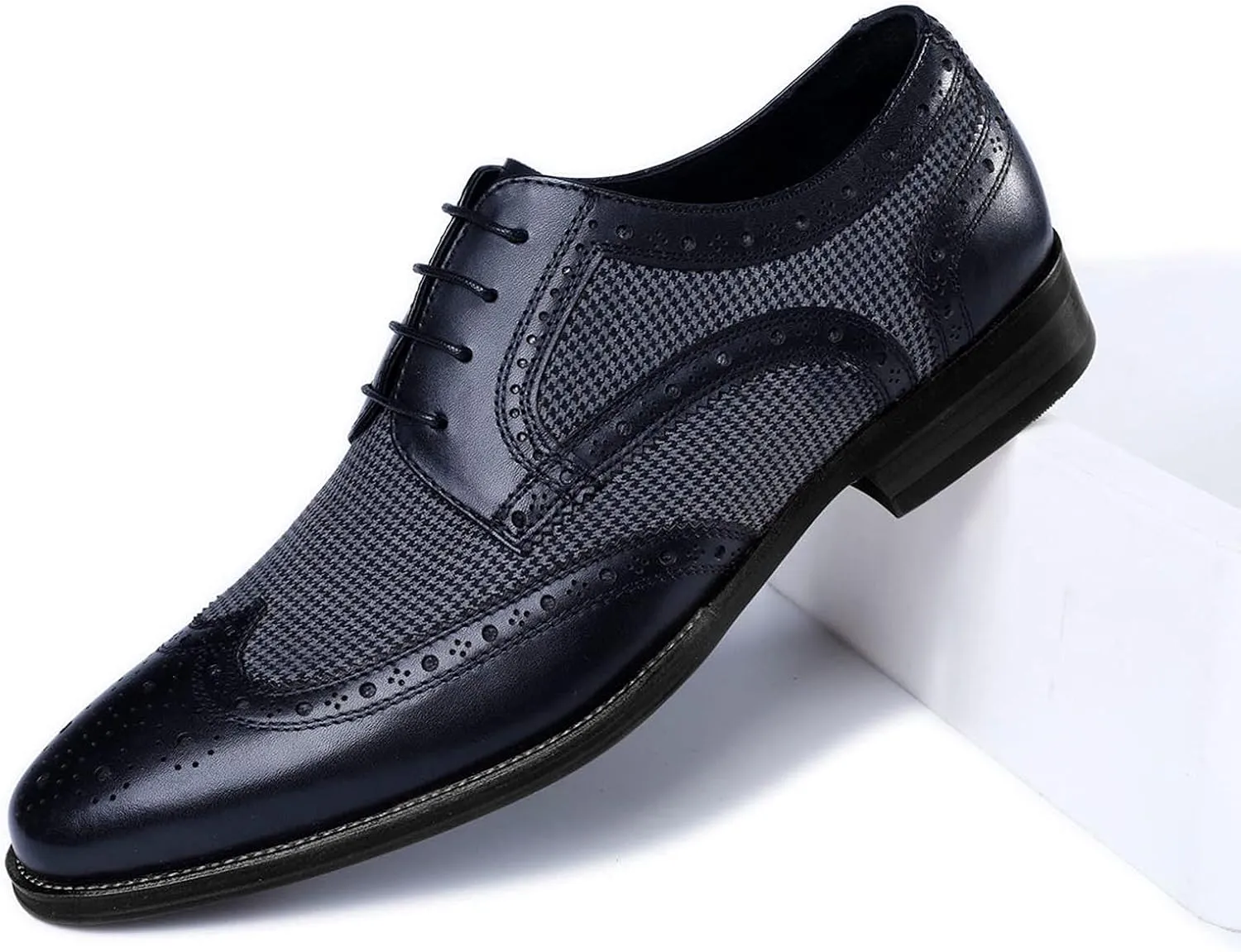 BORAMAX Men's Dress Shoes Oxford Shoes, Men's PU Leather Business Derby Shoes Low Top Leather Loafers Red-45