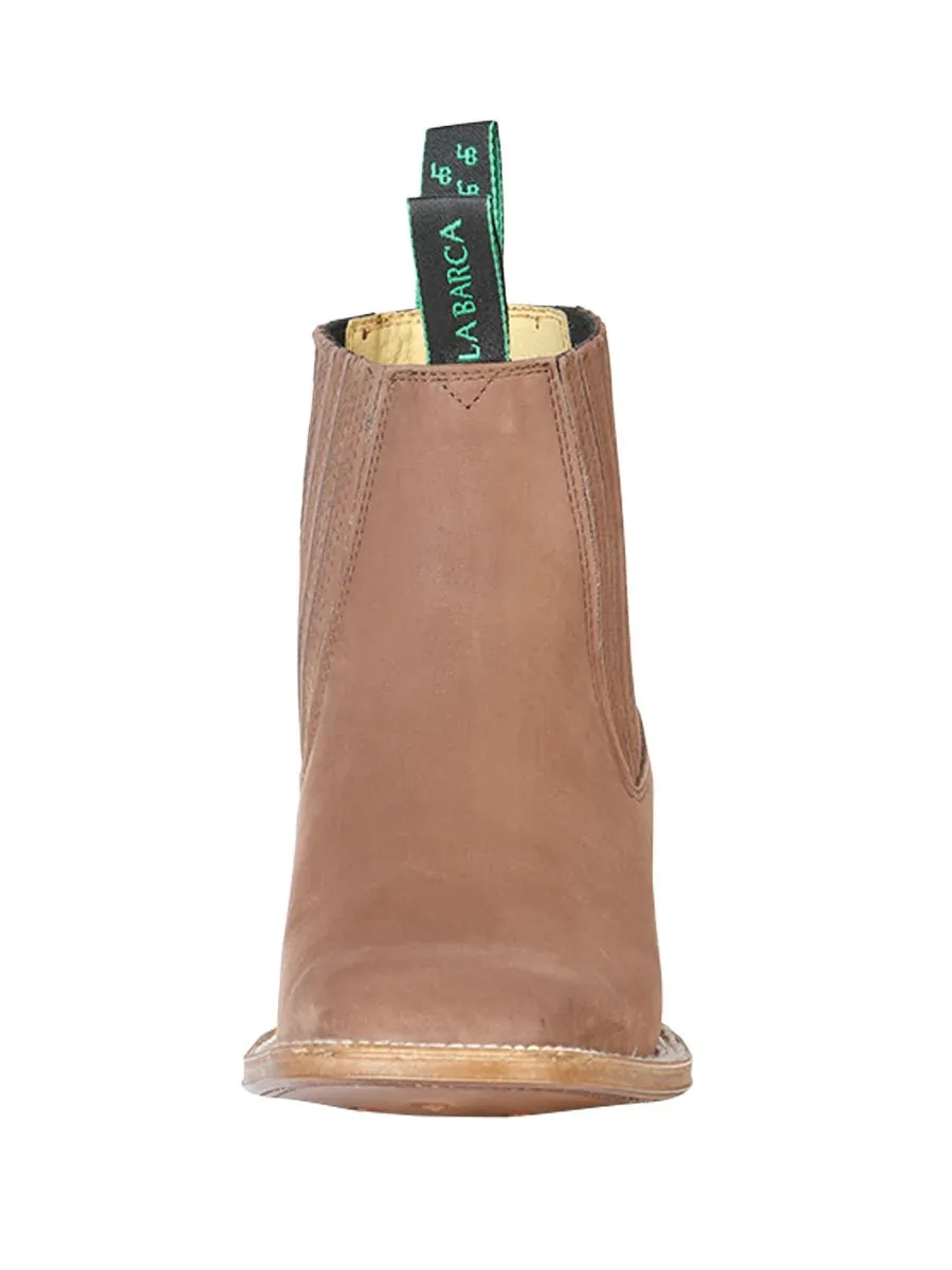 Botines Vaqueros Rodeo Charros Piel Nobuck para Hombre 'La Barca' CAOBA-126409*