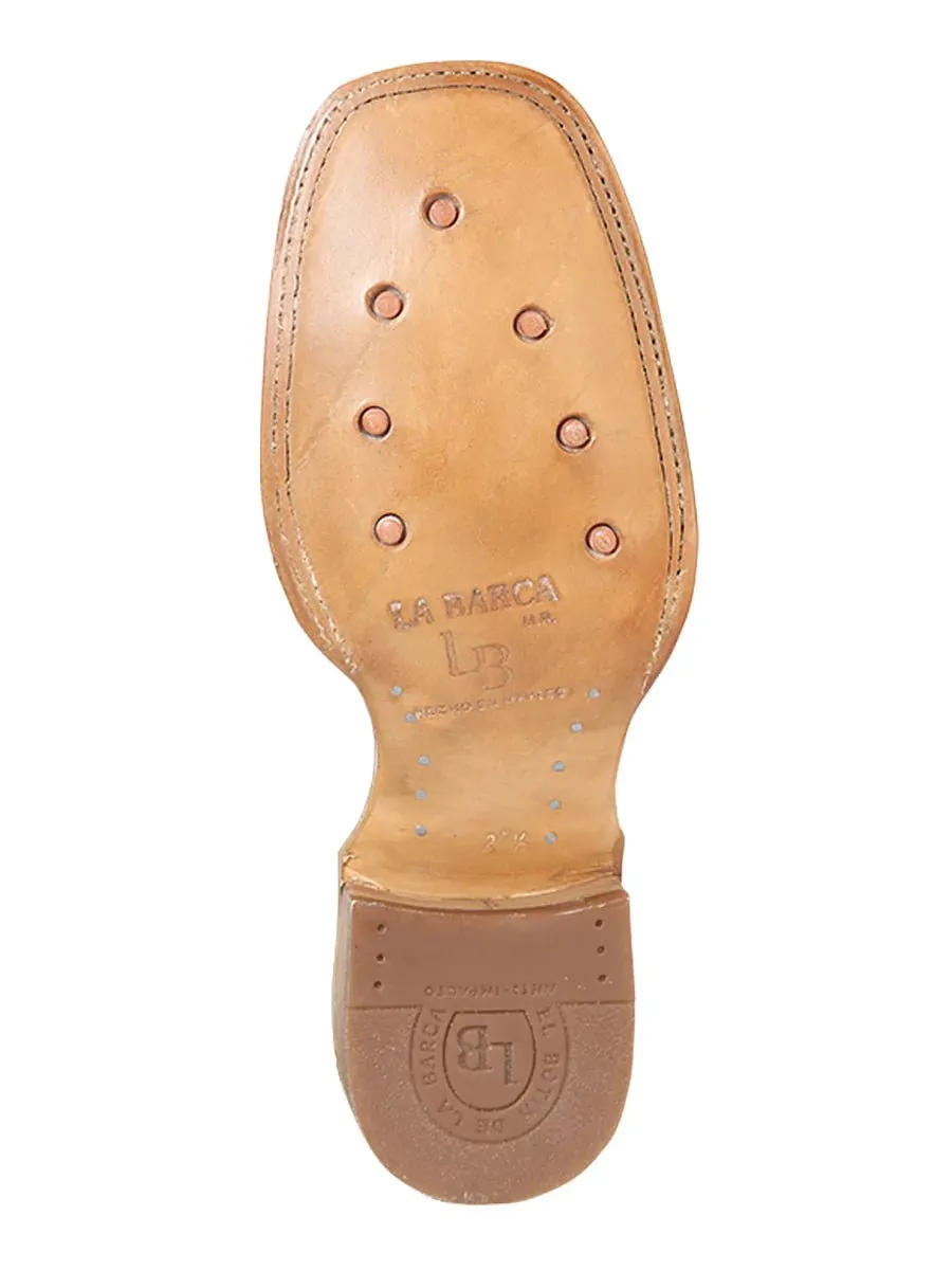 Botines Vaqueros Rodeo Charros Piel Nobuck para Hombre 'La Barca' CAOBA-126409*