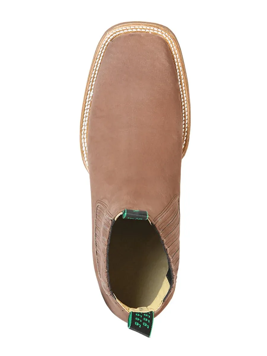 Botines Vaqueros Rodeo Charros Piel Nobuck para Hombre 'La Barca' CAOBA-126409*