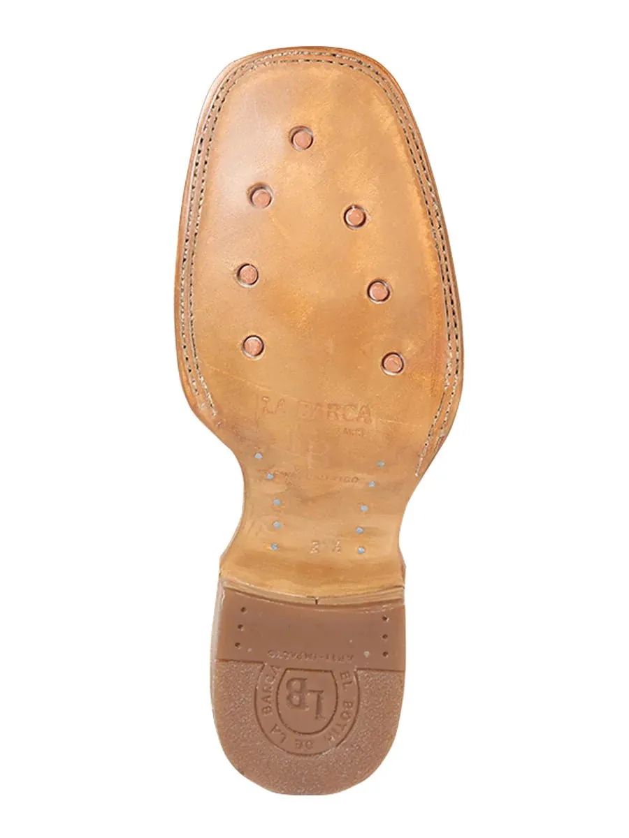 Botines Vaqueros Rodeo Charros Piel Nobuck para Hombre 'La Barca' CAOBA-126409*