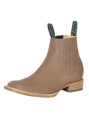 Botines Vaqueros Rodeo Charros Piel Nobuck para Hombre 'La Barca' CAOBA-126409*